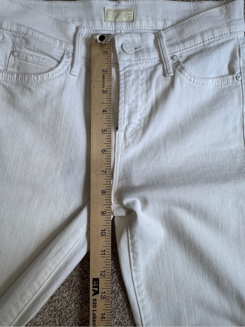 MOTHER The Rascal Ankle Snippet Stayin’ Alive White Jeans Size 25 Frayed Hem - Picture 13 of 15